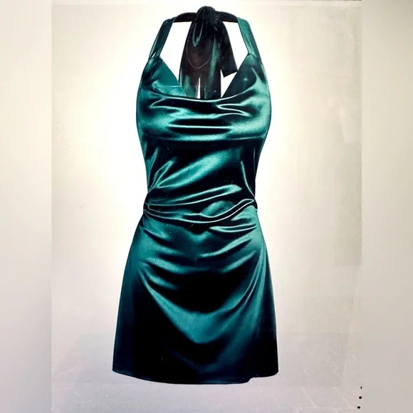 Satin Zaful Party Dresses ZAFUL Women Halterneck Satin Mini Dress